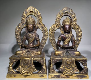 QING DYNASTY GILT BRONZE IMMORTAL LIFE