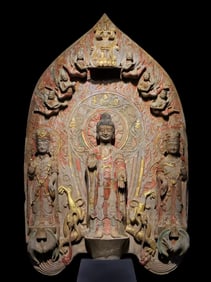 THREE STATUES ON THE BACK SCREEN OF QINGZHOU IN THE WEI DYNASTY