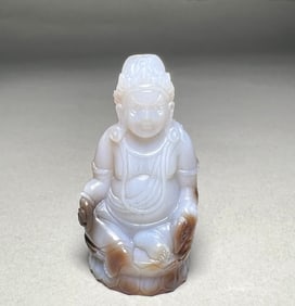 DZI BEADS CINNABAR BUDDHA STATUE