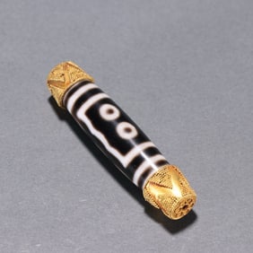 TANG DYNASTY GOLD-FILLED DZI BEADS