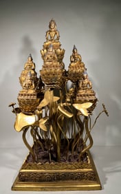 QING DYNASTY GILT BRONZE NINE DIRECTIONS BUDDHA