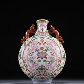 QING DYNASTY PASTEL FLAT BOTTLE