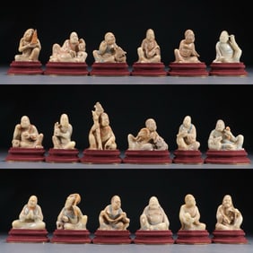 QING DYNASTY SHOUSHAN STONE EIGHTEEN ARHATS