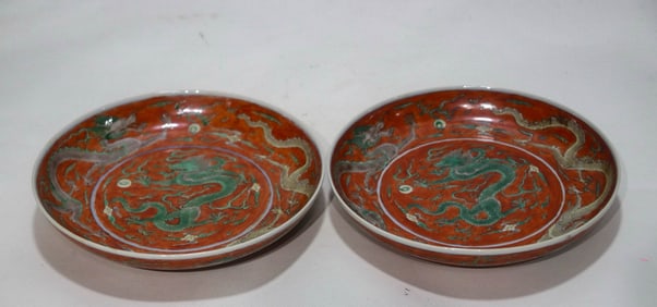 QING DYNASTY DRAGON PLATE