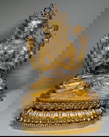 MING DYNASTY GILT FOUR-ARMED GUANYIN