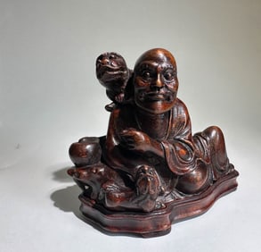 QING DYNASTY AGARWOOD ARHAT ORNAMENTS