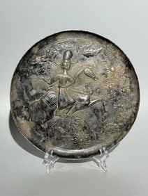 TANG DYNASTY STERLING SILVER FIGURE PLATE