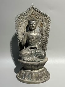 TANG DYNASTY SILVER BUDDHA STATUE
