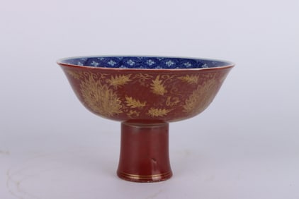 MING DYNASTY RED GLAZE GOLD GOBLET