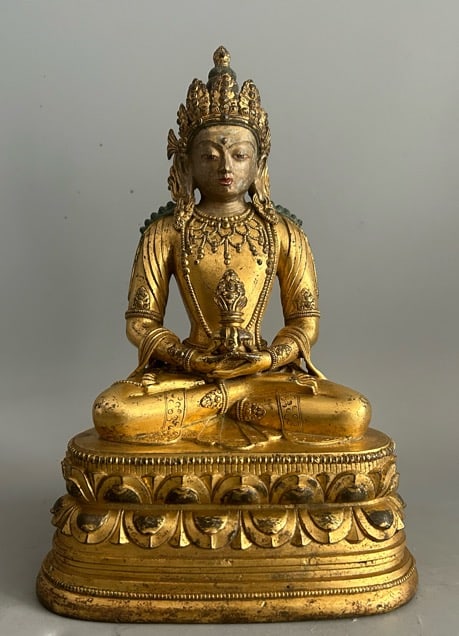 QING DYNASTY GILT MONGOLIAN INFINITE LIFE: Name QING DYNASTY GILT MONGOLIAN INFINITE LIFE Dimensions H:23.5CM Condition Additional photographs and Condition reports are provided by request as a courtesy to our clients, as such a