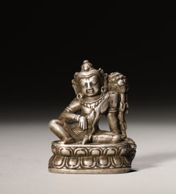 A silver Guanyin statuette,Qing Dynasty,China