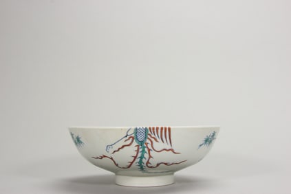 A doucai phoenix patterned porcelain bowl,Qing Dynasty,China,Qing Dynasty,China