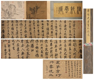 The Chinese calligraphy with painting, Tang Bohu mark,Ming Dynasty,China,Ming Dynasty,China