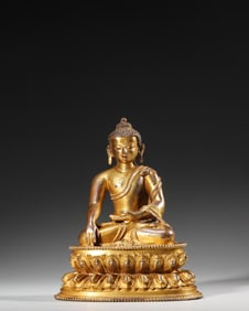 A gilding copper Sakyamuni statue,Qing Dynasty,China