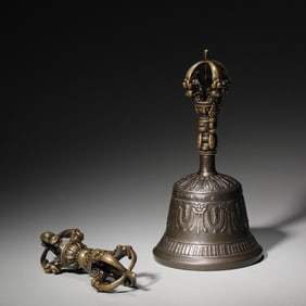 A group of copper vajra-pestle and bell,Qing Dynasty,China