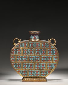 A flower patterned cloisonne flask,Qing Dynasty,China
