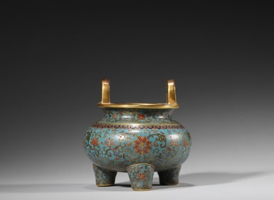 A flower patterned cloisonne censer,Qing Dynasty,China