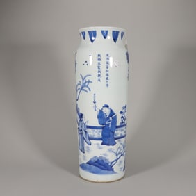 A blue and white figure patterned porcelain vase,Ming Dynasty,China,Ming Dynasty,China