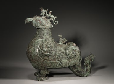A bronze phoenix bird shaped zun,Zhou Dynasty,China