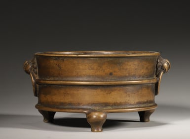 A double-eared copper censer,Qing Dynasty,China