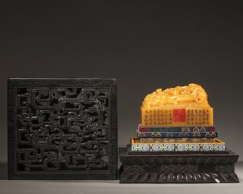 A chi-dragon patterned tianhuang Shoushan soapstone seal,Qing Dynasty,China