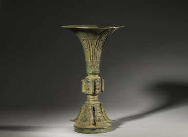 A taotie patterned bronze beaker vase,Ming Dynasty,China,Zhou Dynasty,China