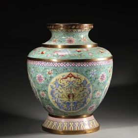 A fish patterned copper enamel zun,Qing Dynasty,China