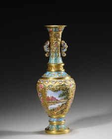 A gilding copper enamel vase,Qing Dynasty,China