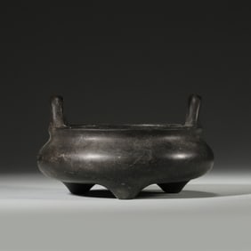 A double-eared copper censer,Qing Dynasty,China