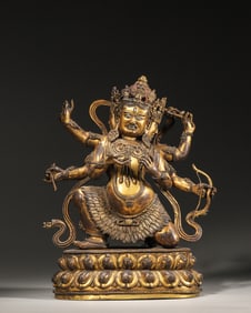 A gilding copper buddha statue,Qing Dynasty,China