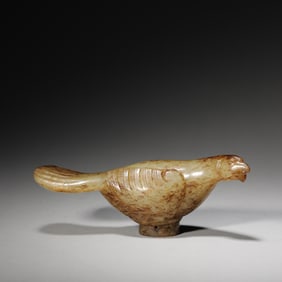 A jade phoenix bird ornament,Han Dynasty,China