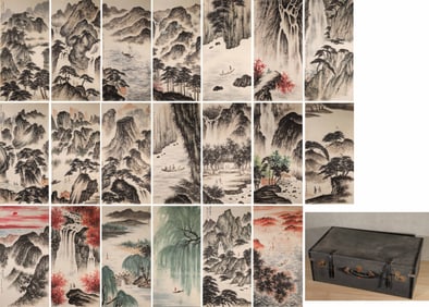 A set of landscape paintings by Fu Baoshi