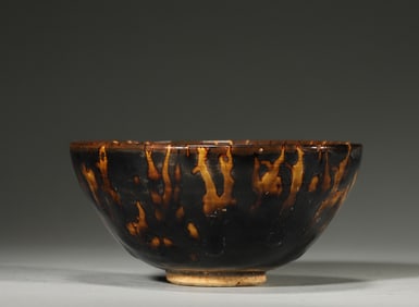 A patched Jizhou kiln porcelain cup,Song Dynasty,China