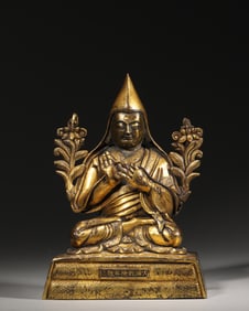 A gilding copper Tsongkhapa statue,Qing Dynasty,China