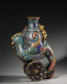 A cloisonne pheasant shaped zun,Qing Dynasty,China