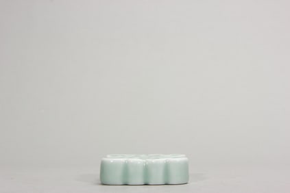 A celadon glaze porcelain incense stick holder,Qing Dynasty,China