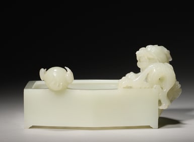 A jade dragon head water pot,Qing Dynasty,China