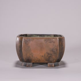 A squared copper censer,Qing Dynasty,China