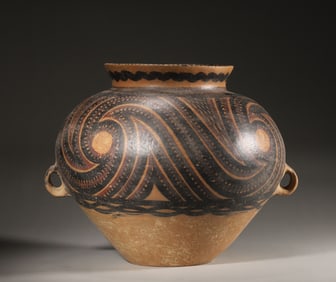 A double-eared pottery jar,The Majiayao Culture Period,China