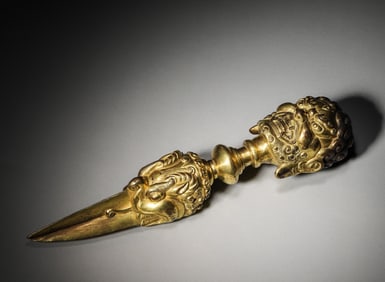 A gilding copper vajra-pestle,Qing Dynasty,China