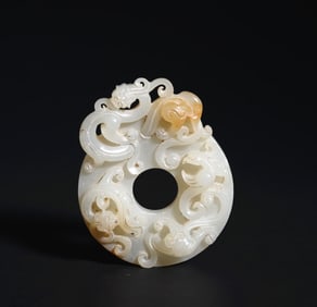 HAN DYNASTY JADE WITH DRAGON AND PHOENIX PATTERNS