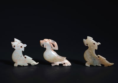 3 PIECES OF JADE BIRDS FROM SHANG DYNASTY