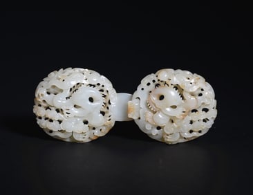 SONG DYNASTY WHITE JADE DRAGON PATTERN PLAQUE