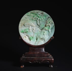 QING DYNASTY JADE FIGURE INSERT SCREEN