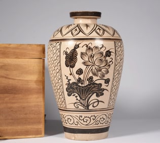 JIZHOU KILN FLOWER PATTERN VASE FROM SONG DYNASTY