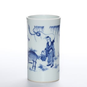 QING DYNASTY KANGXI FIGURE PEN HOLDER