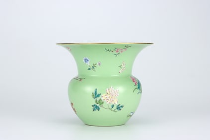 QING DYNASTY PASTEL FLOWER PATTERN SLAG BUCKET