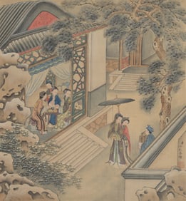 A CHINESE QING DYNASTY FIGURE PAINTING BY LENG MEI