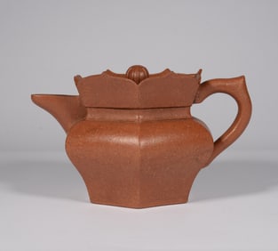 CHINESE MONK HAT SHAPED PURPLE CLAY POT