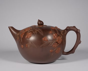 CHINESE FLORAL PATTERN PURPLE CLAY POT